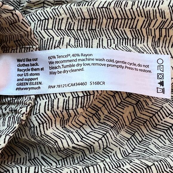 Eileen Fisher Size Small Tencel Viscose Flowy Wide Crop Pant Ecru Beige Black - Picture 9 of 11